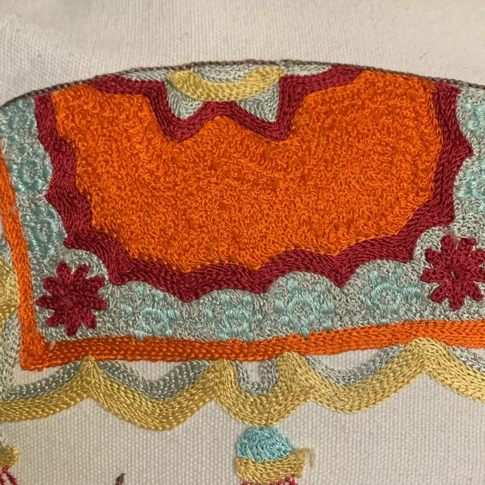 Embroidered Elephant Throw Pillow